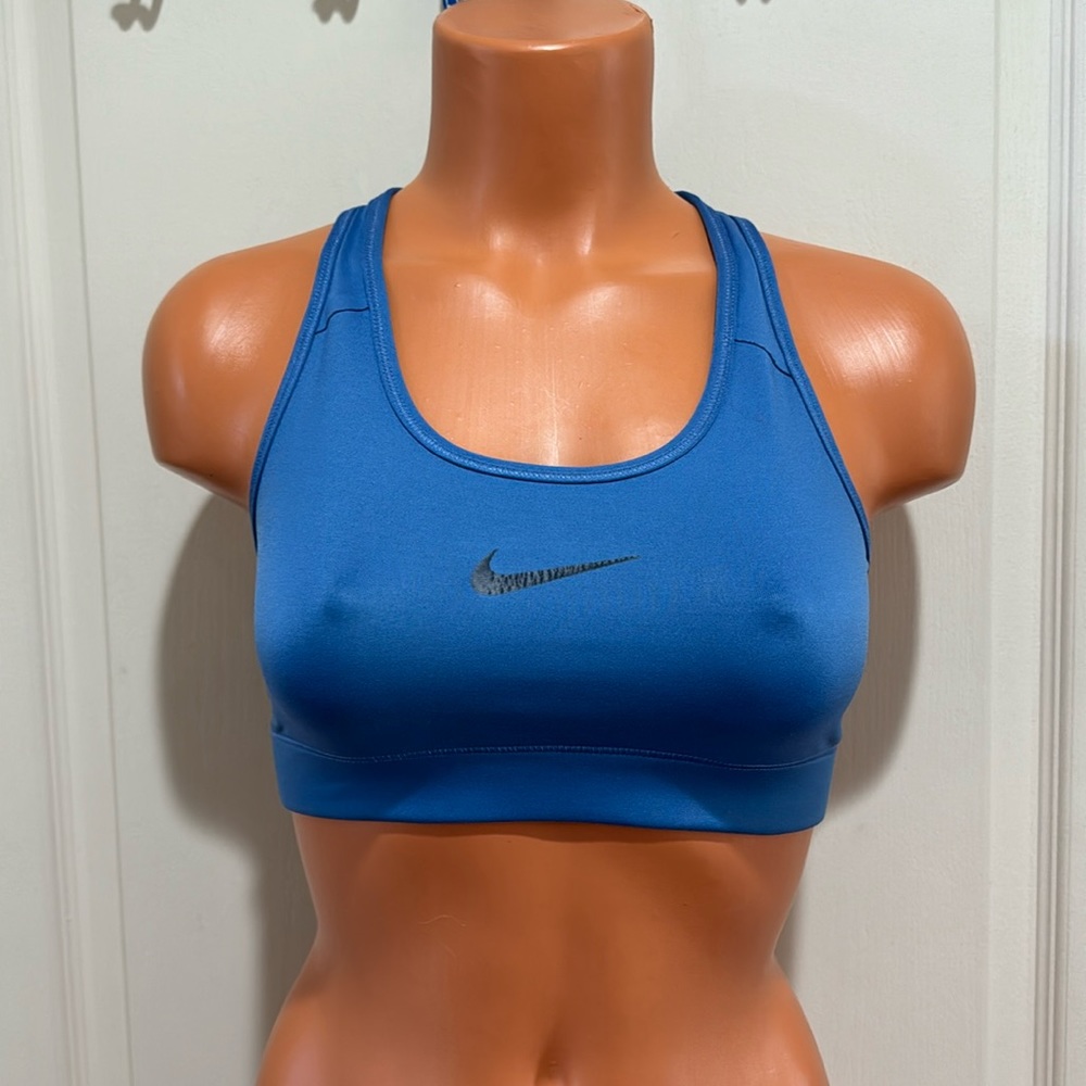 NIKE PRO DRI FIT Blue Racer Back Sports Bra S Small EUC $50